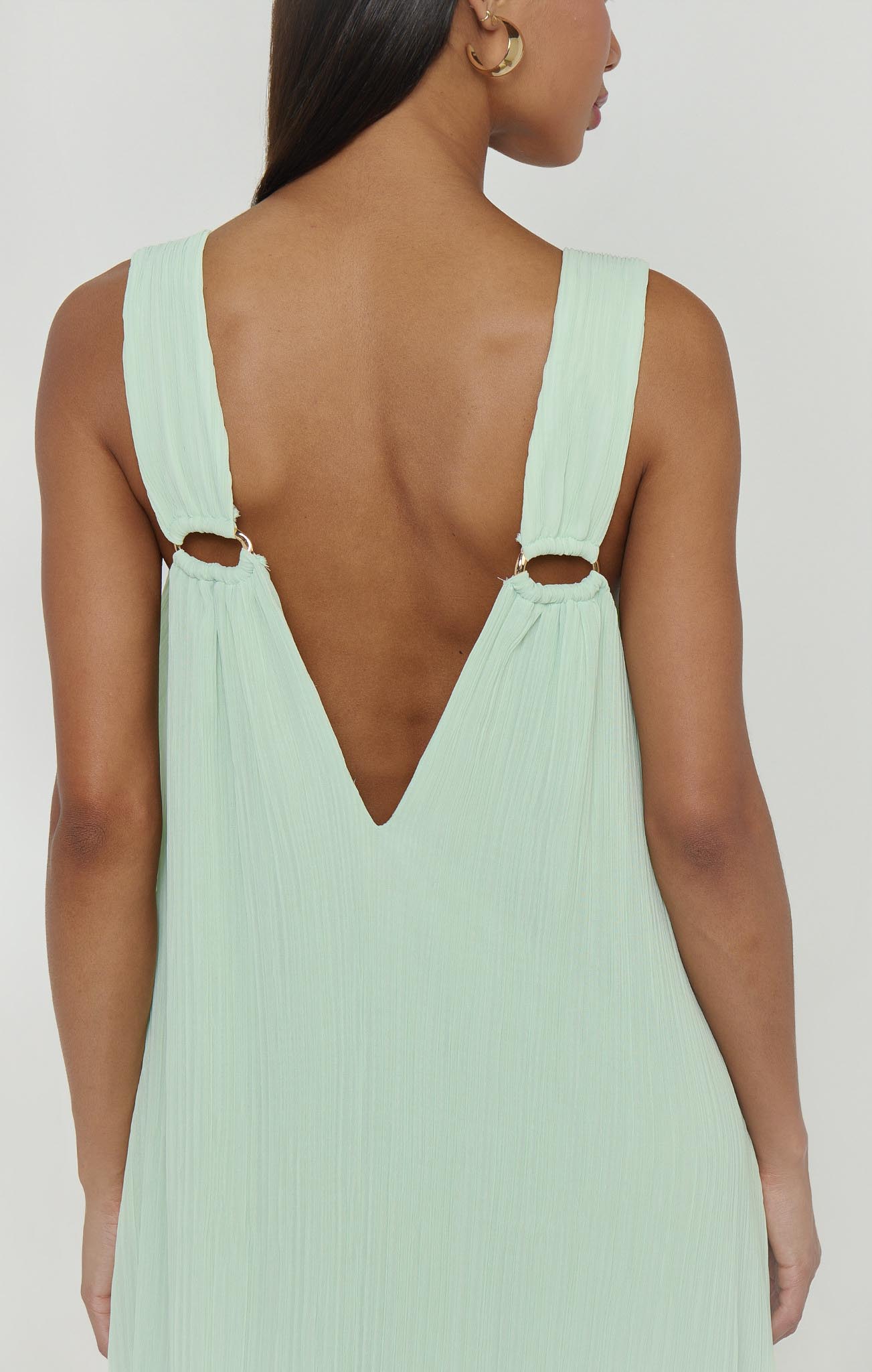 Heidi Maxi Dress ~ Pistachio Pleated Chiffon