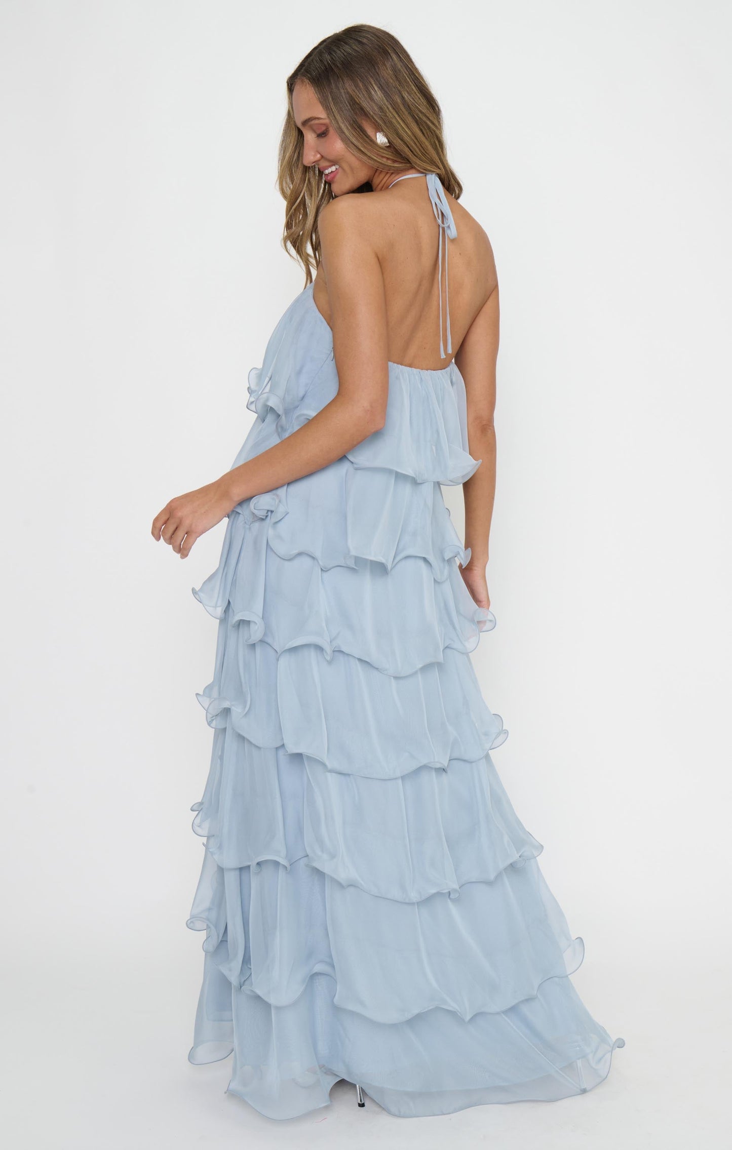 Kelsey Maxi ~ Steel Blue Chiffon