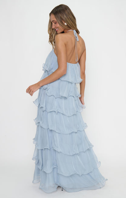 Kelsey Maxi ~ Steel Blue Chiffon