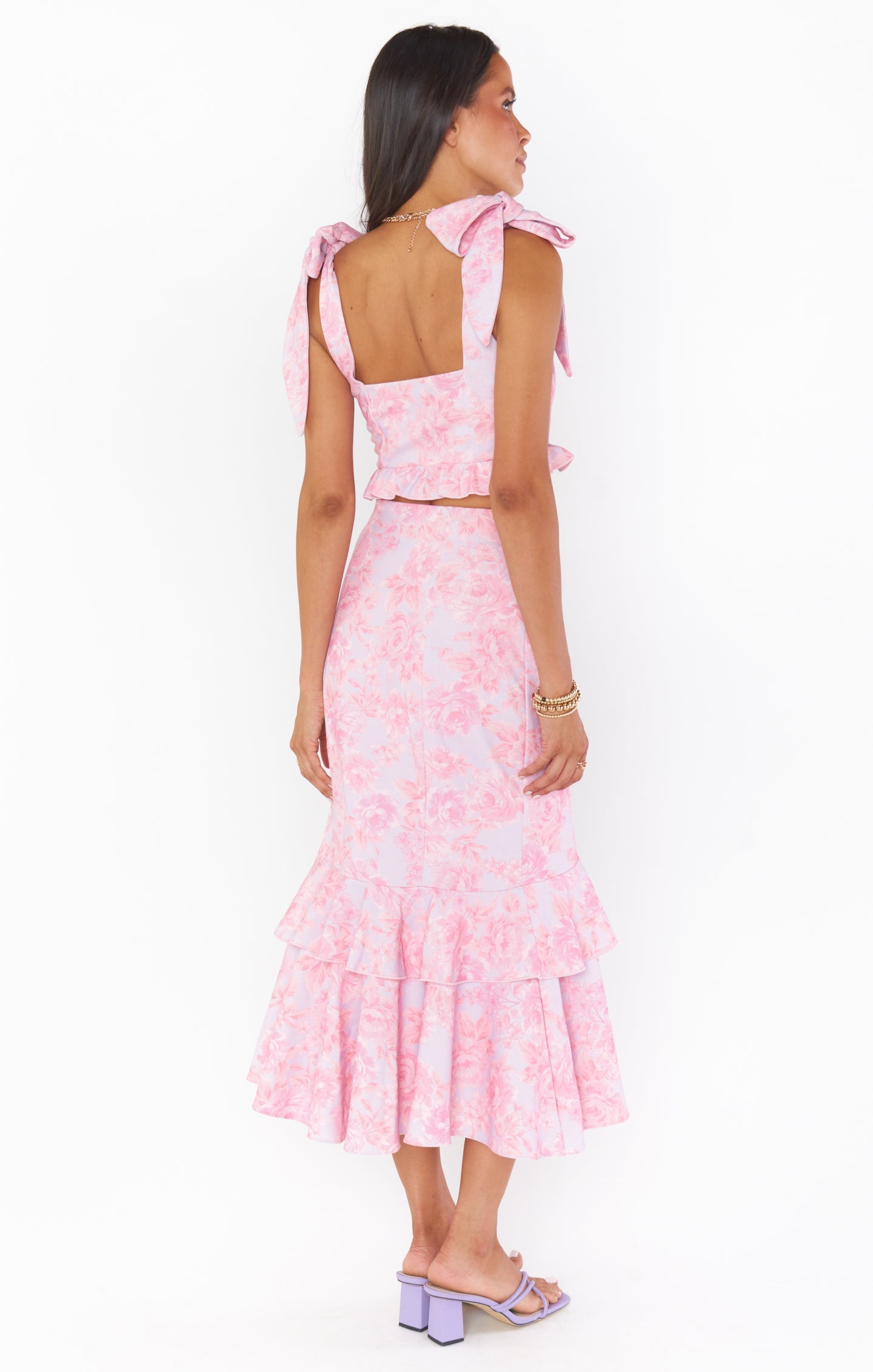 Dutchess Ruffle Skirt ~ Blushing Floral Stretch