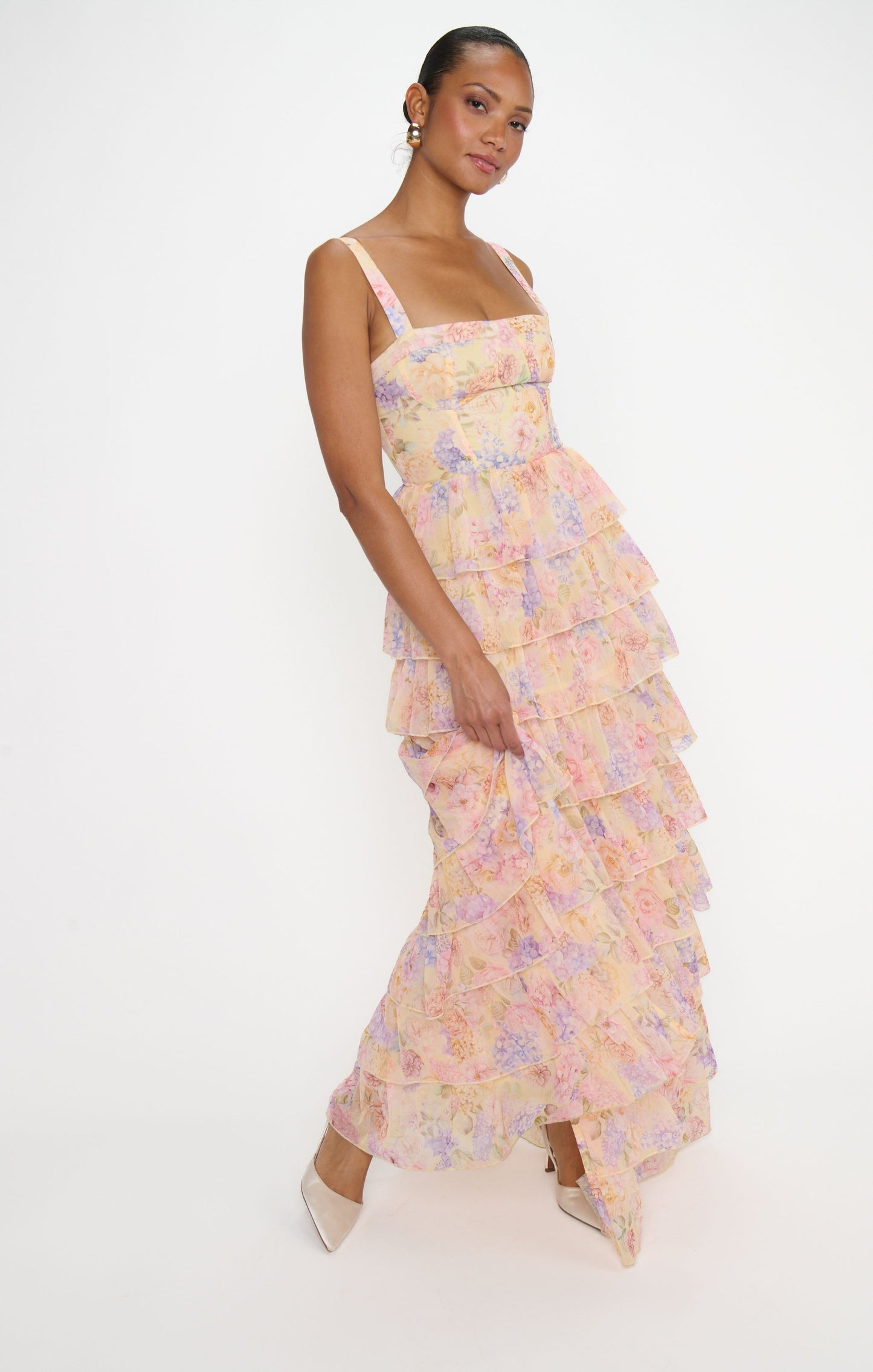 Katarina Maxi Dress ~ Pale Yellow Blooms