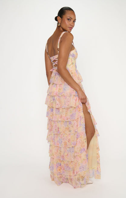 Katarina Maxi Dress ~ Pale Yellow Blooms