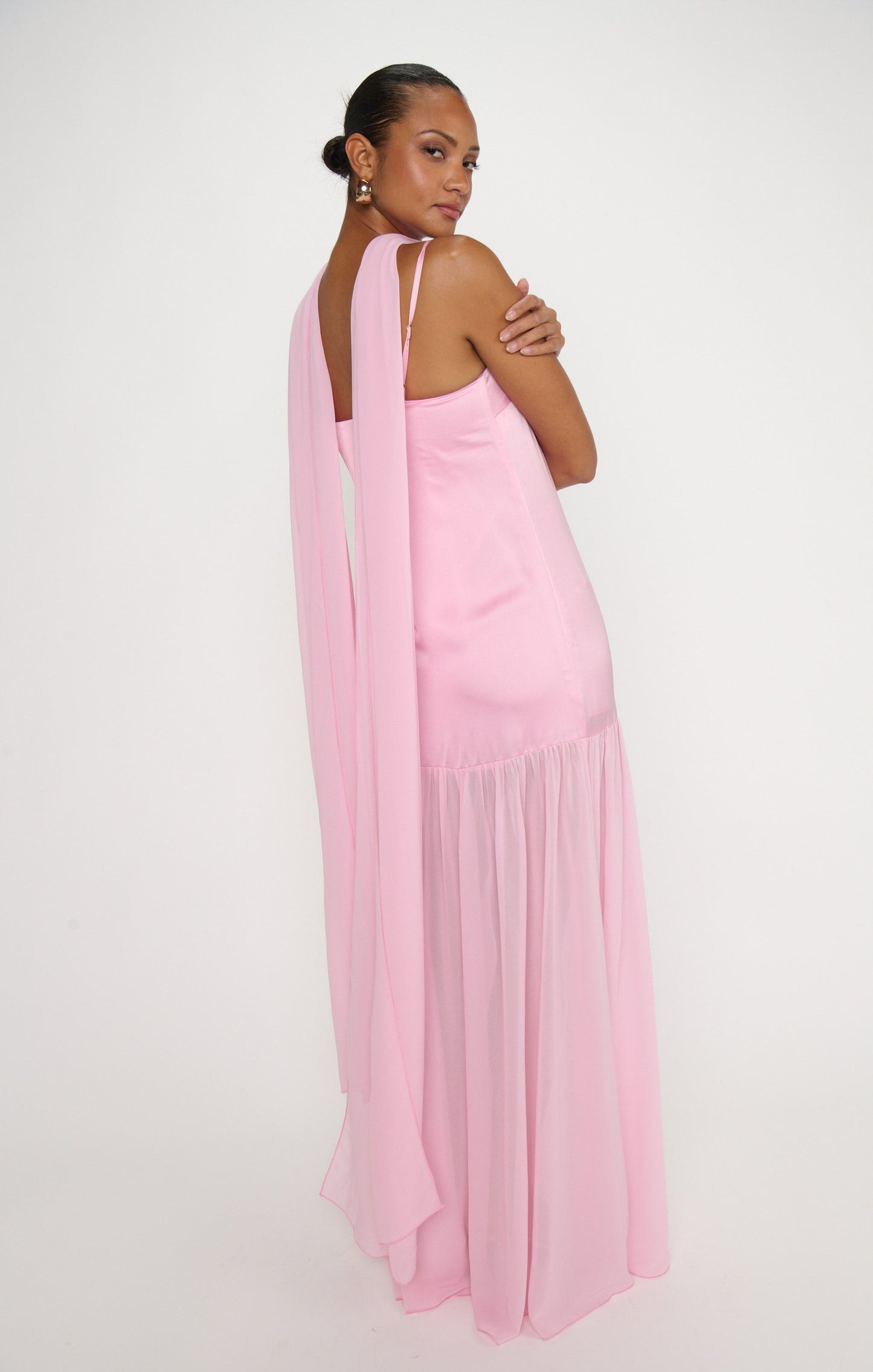 Dalia Maxi Dress ~ Light Pink Luxe Satin
