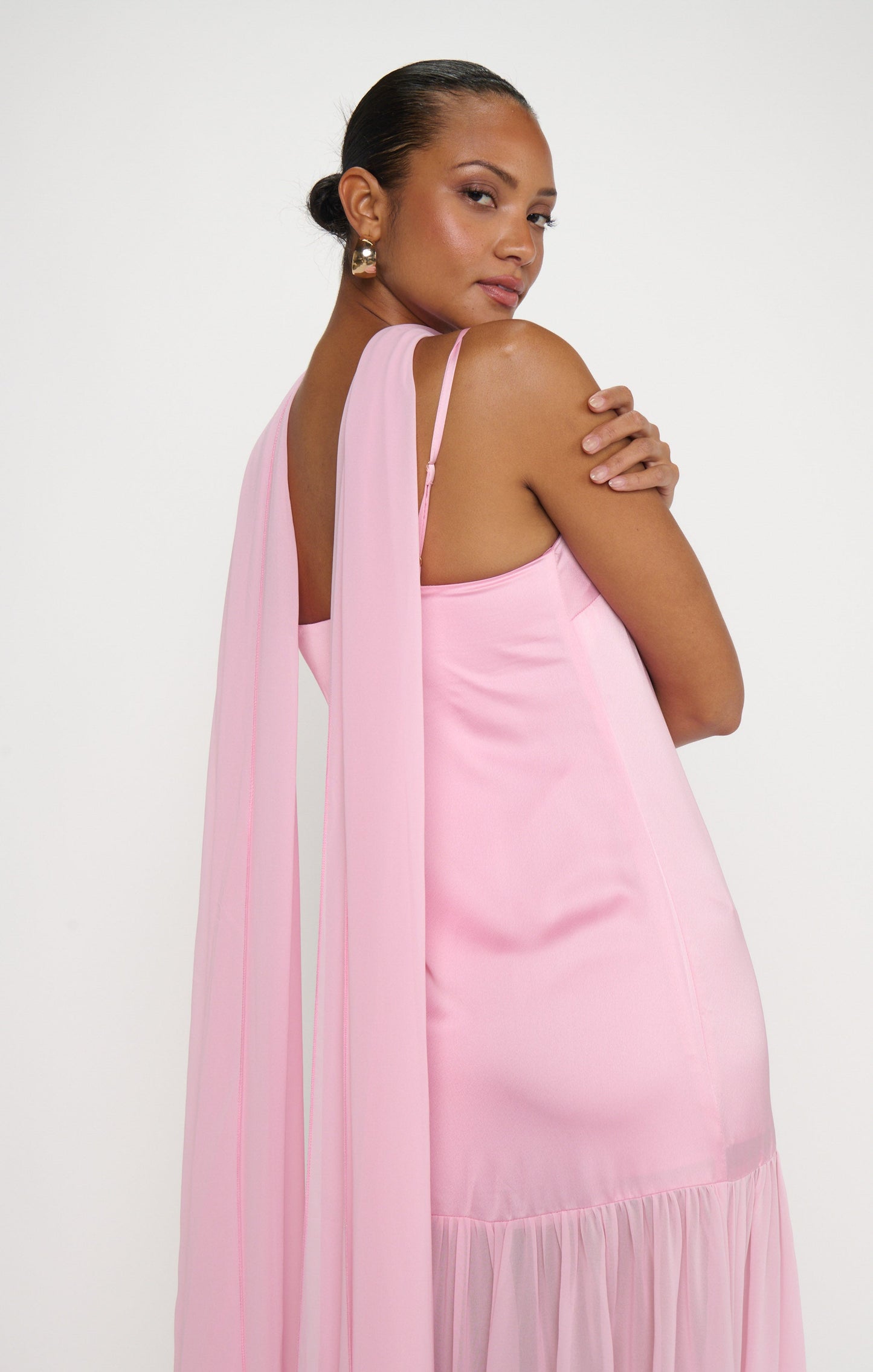 Dalia Maxi Dress ~ Light Pink Luxe Satin