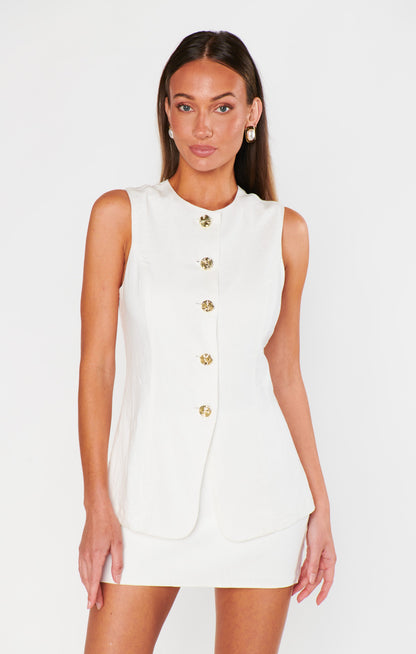 Leighton Vest Top ~ White Linen