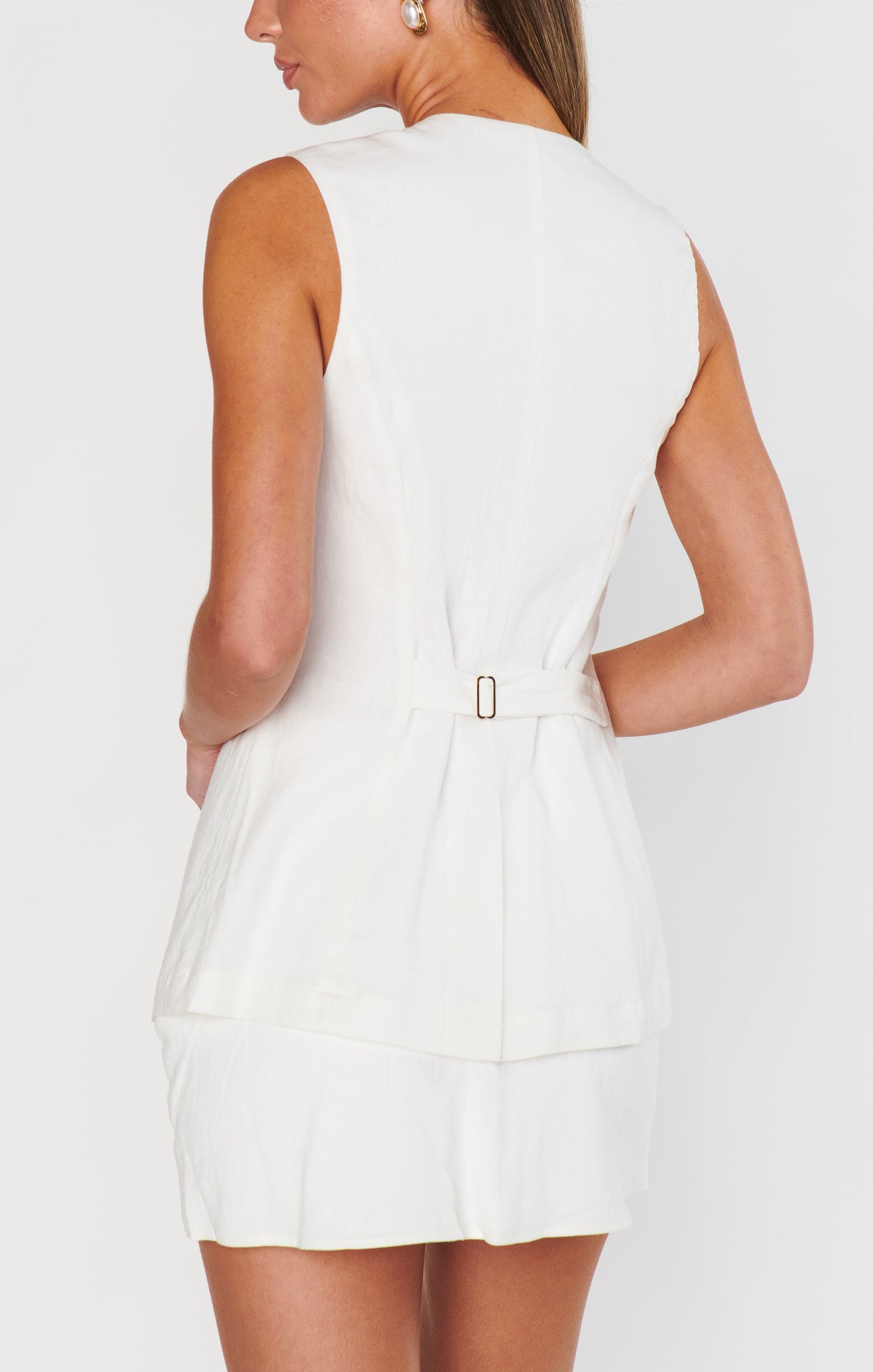 Leighton Vest Top ~ White Linen