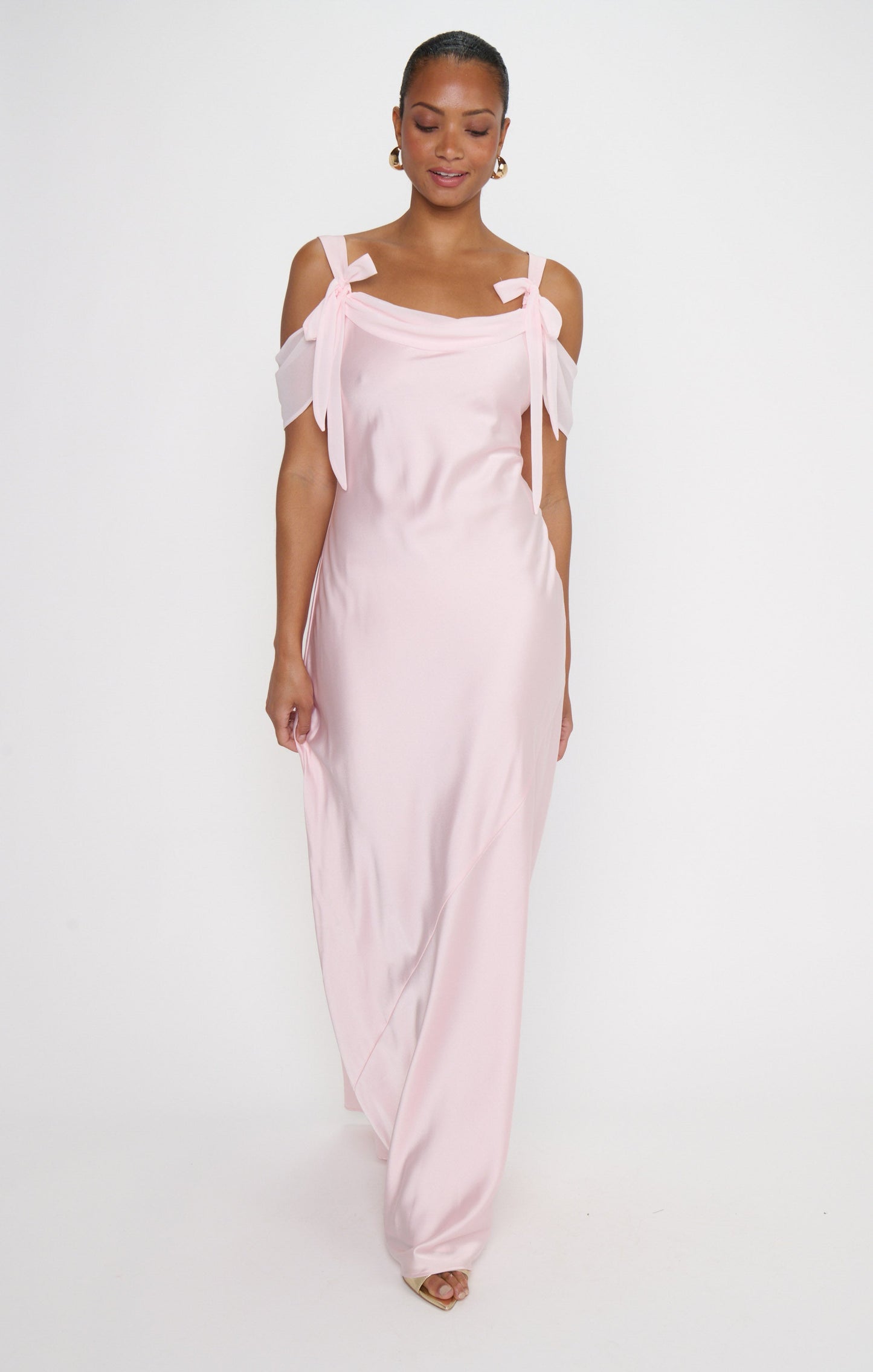 Bella Maxi Dress ~ Powder Pink Luxe Satin