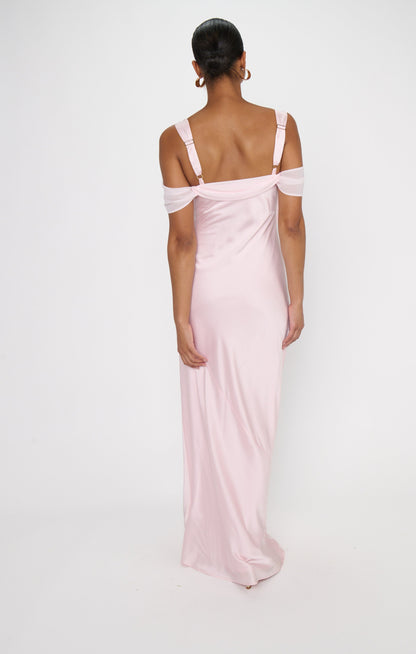 Bella Maxi Dress ~ Powder Pink Luxe Satin