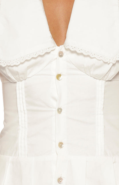 Ballerini White Collared Mini Dress
