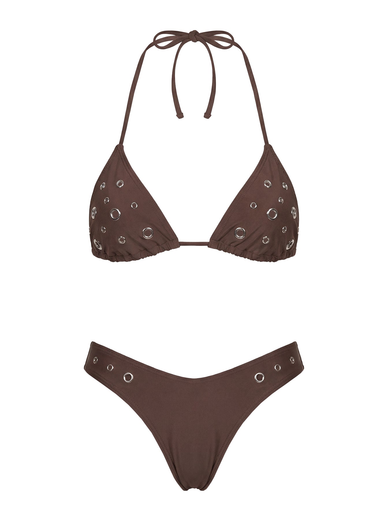 Beach Babe Eyelet Detail Bikini Top Brown