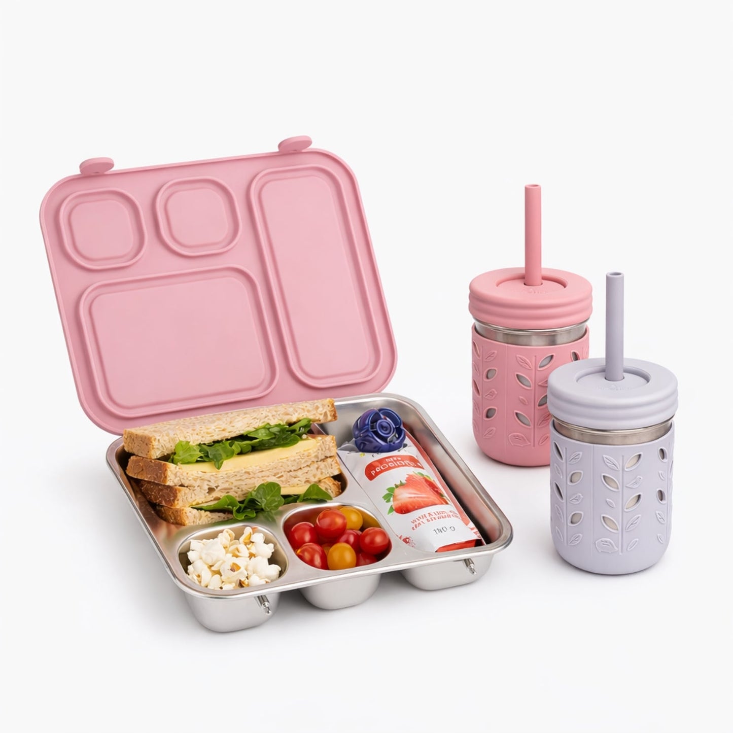 Pack + Go Combo - Bento Box + 10oz Stainless Steel Jars (Blush)
