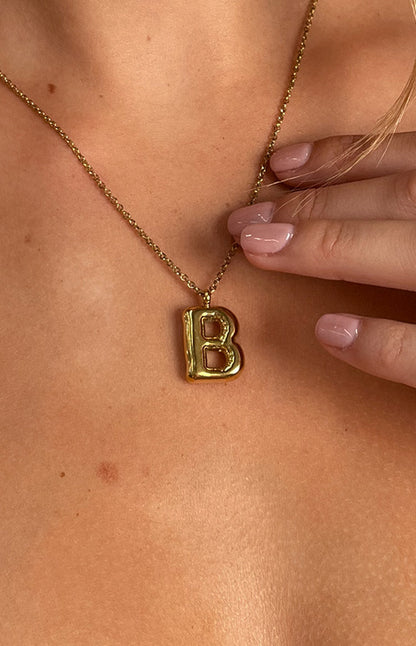 Bubble Bliss Gold Letter Necklace