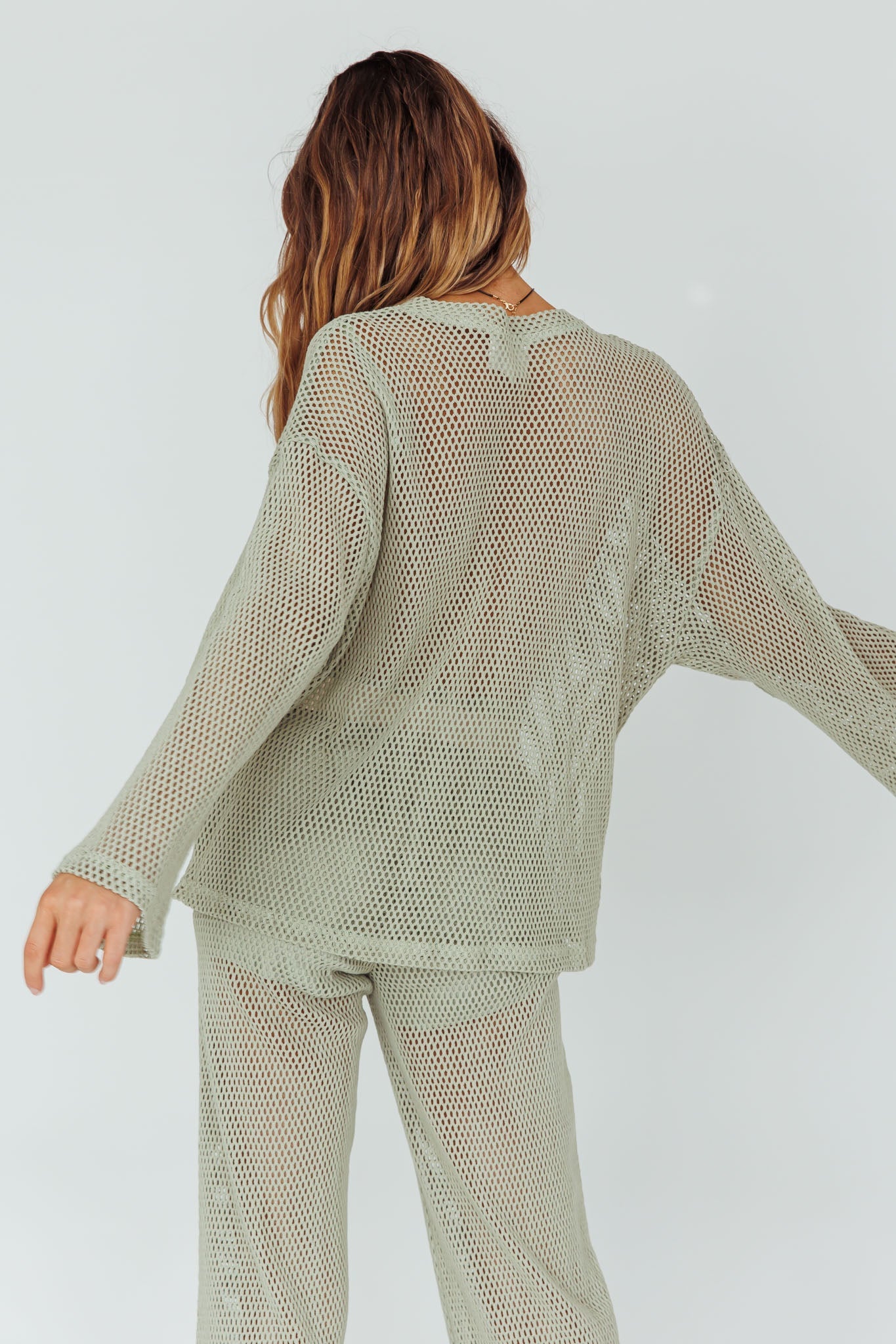 Mahina Long Sleeve Net Top Sage