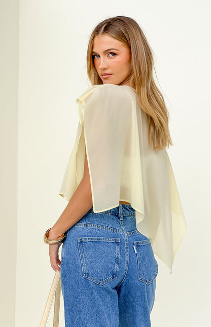 Chelsea Yellow Sheer Chiffon Cape - PRE ORDER