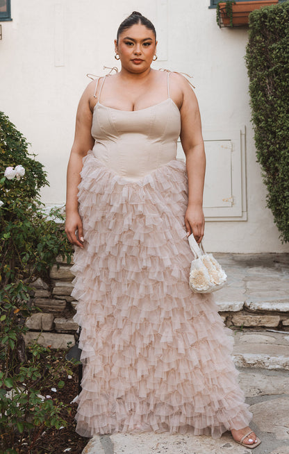 Francesca Maxi Dress ~ Champagne Tulle Ruffle