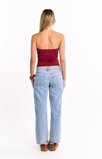Daisy Burgundy Strapless Top