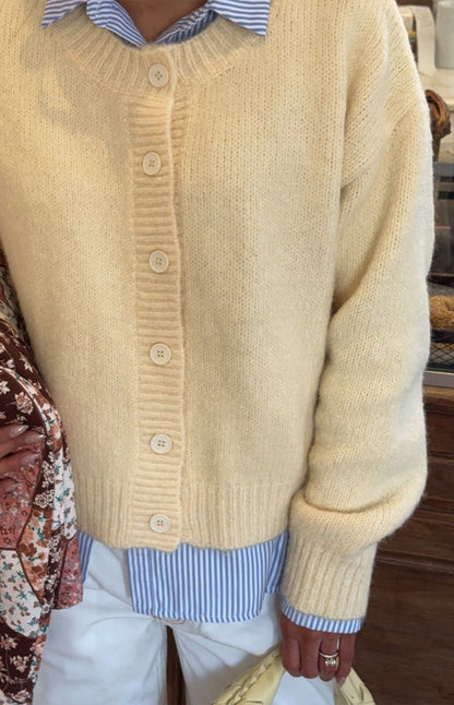 Ellia Butter Yellow Button Down Cardigan - PRE ORDER