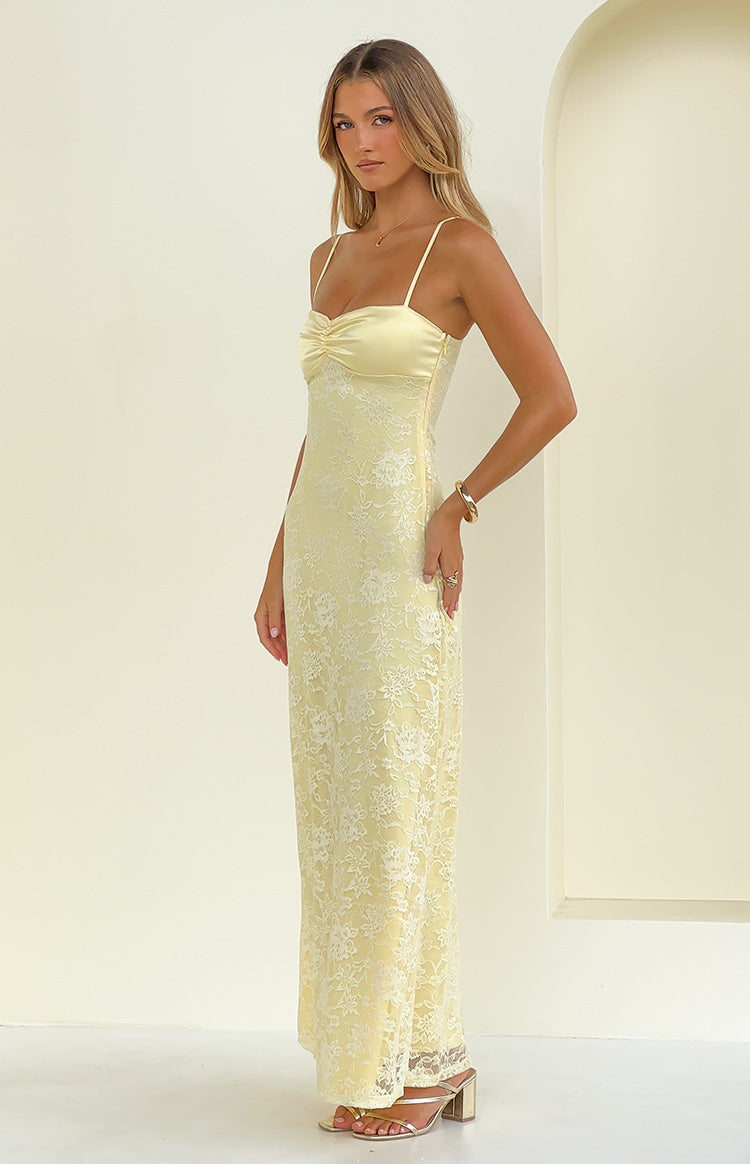 Ely Yellow Lace Maxi Formal Dress