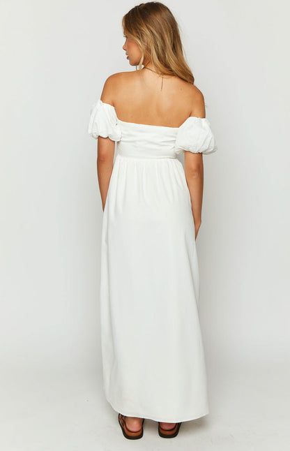Evander White Off The Shoulder Maxi Dress
