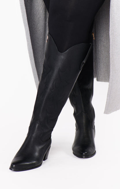 Billini Urson Extra Wide Calf Cowboy Boot ~ Black