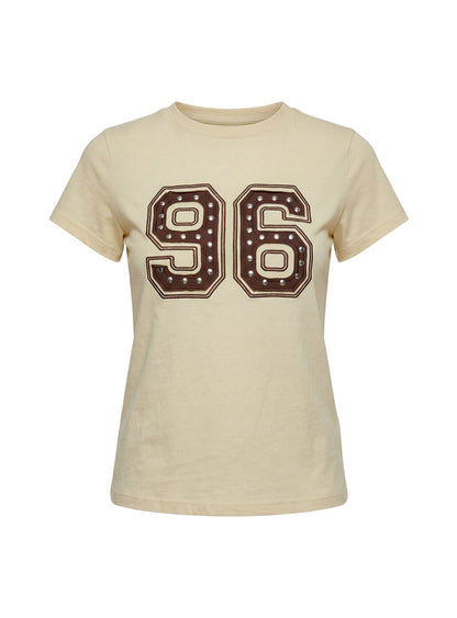 96 Charm Studded Graphic Baby Tee Yellow