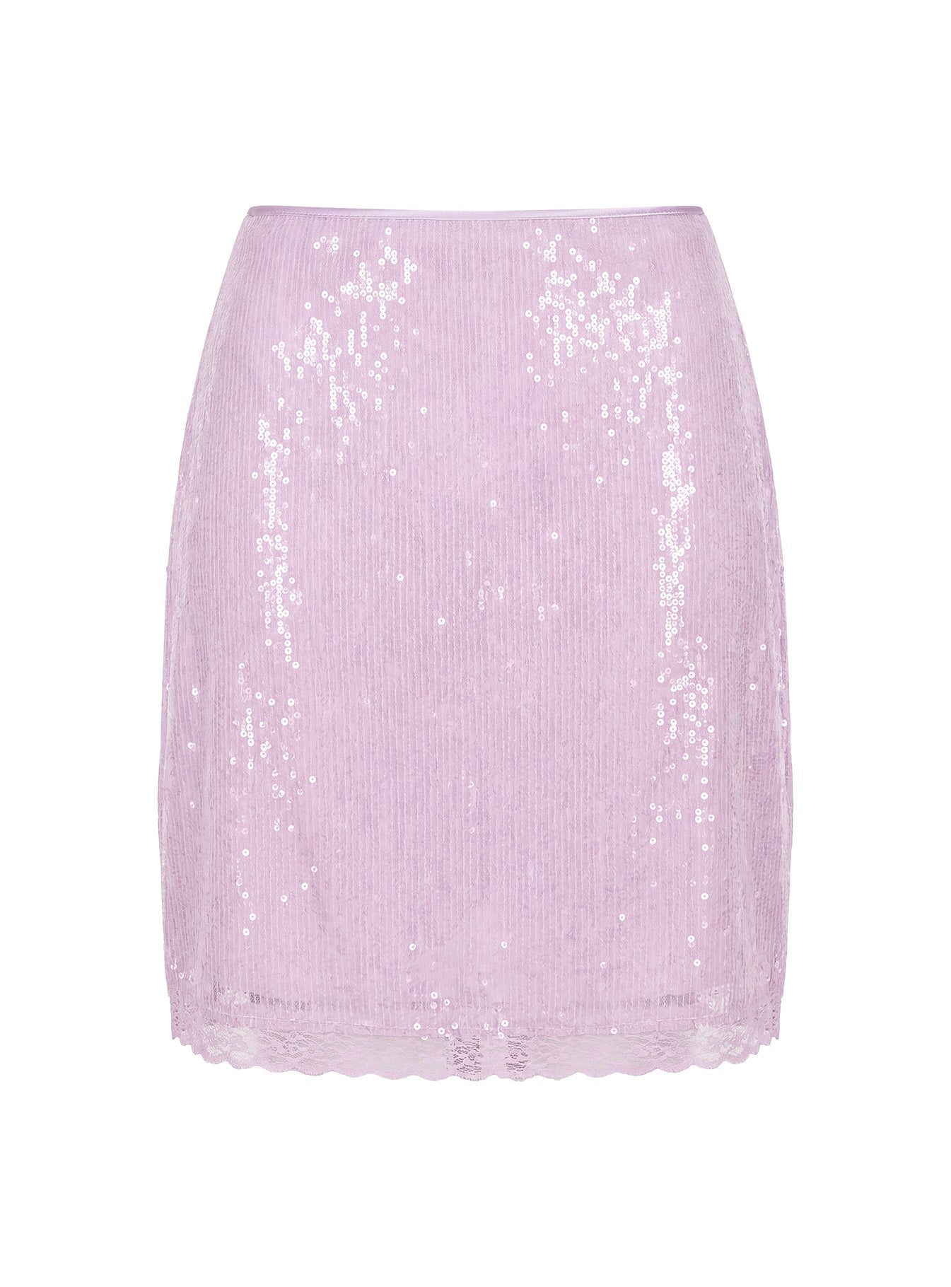 Addisa Sequin Lace Midi Skirt Lilac