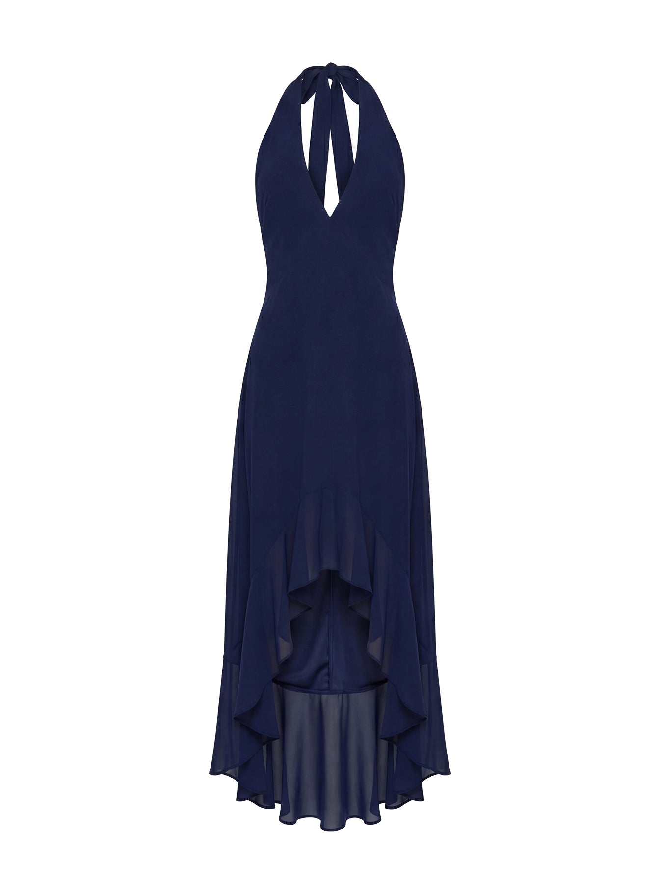 Agata Halter Frill Maxi Dress Navy