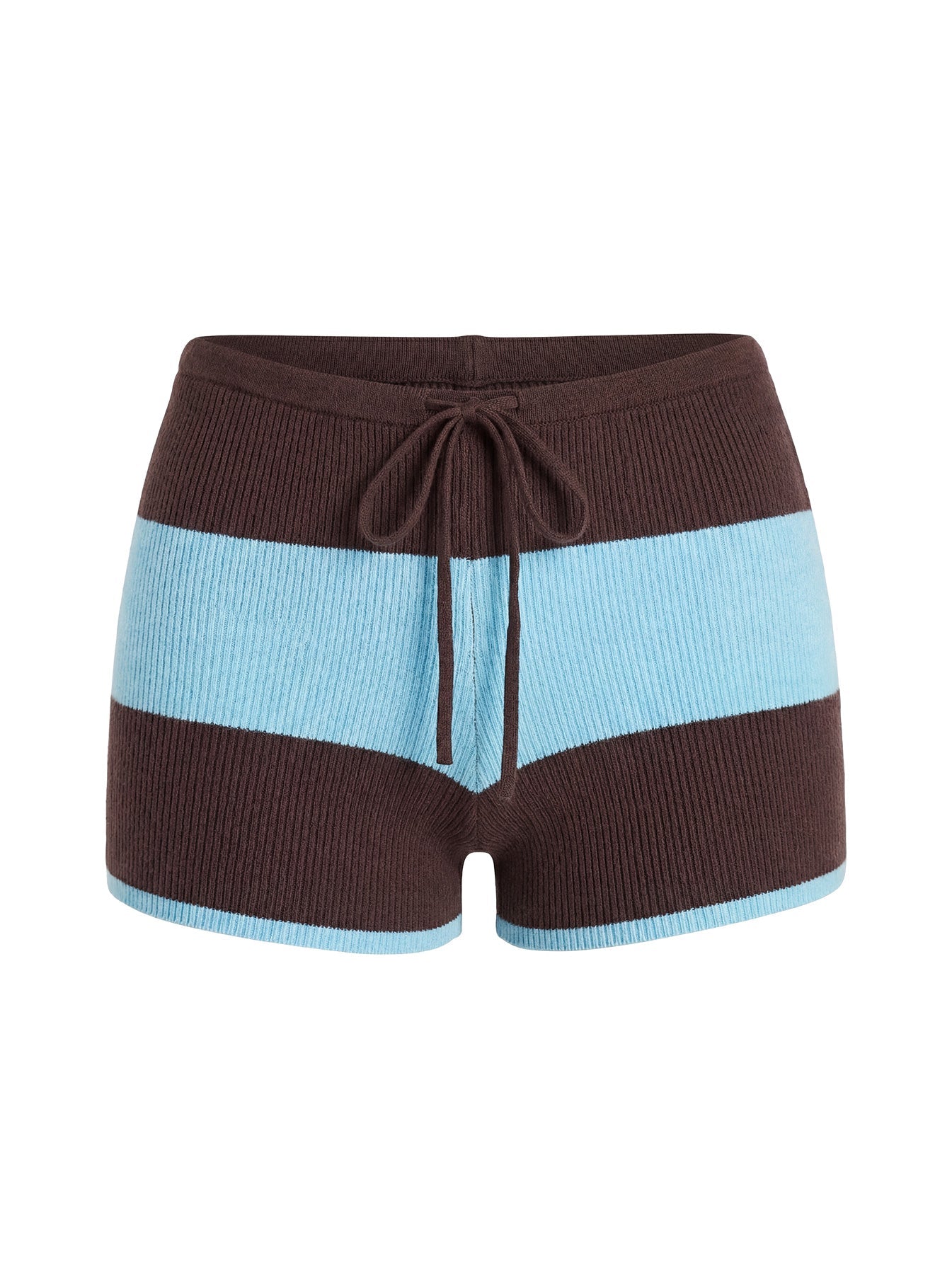 Ahani Low Rise Knit Shorts Blue / Brown