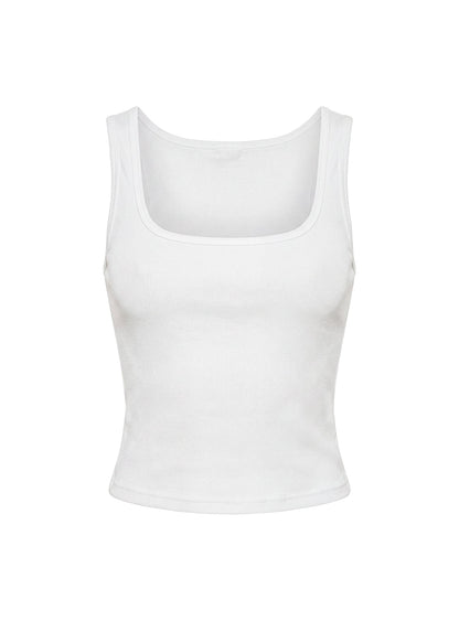Baseline Square Neck Rib Tank Top White