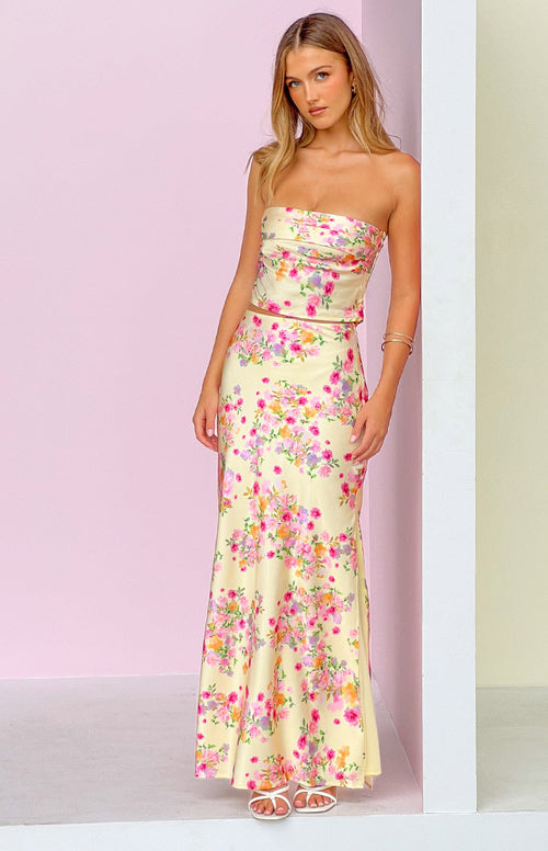 Genevieve Yellow Bloom Maxi Skirt