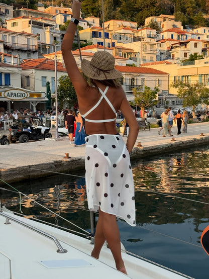 Jordan White Polka Dot Sheer Midi Skirt - PRE ORDER