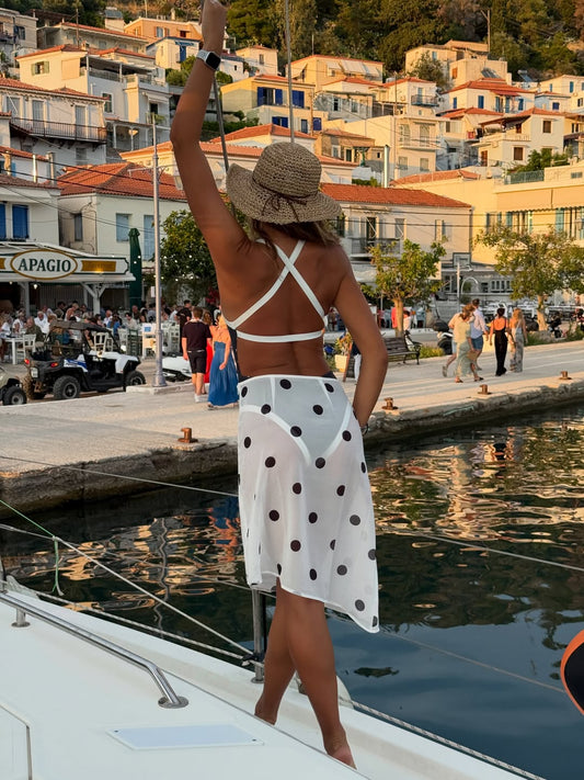 Jordan White Polka Dot Sheer Midi Skirt - PRE ORDER