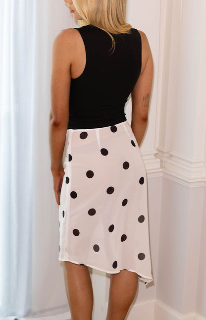 Jordan White Polka Dot Sheer Midi Skirt - PRE ORDER