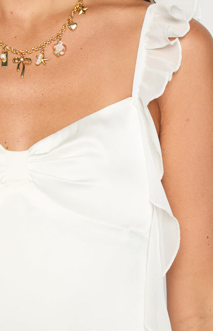 Joyce White Satin Mini Dress