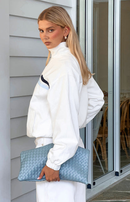 Kalana Cream Contrast Stripe Funnel Neck Jacket