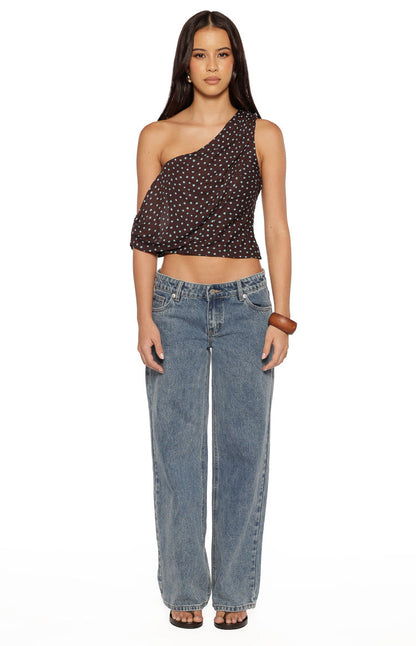 Khamie Brown Polka Dot Off Shoulder Top