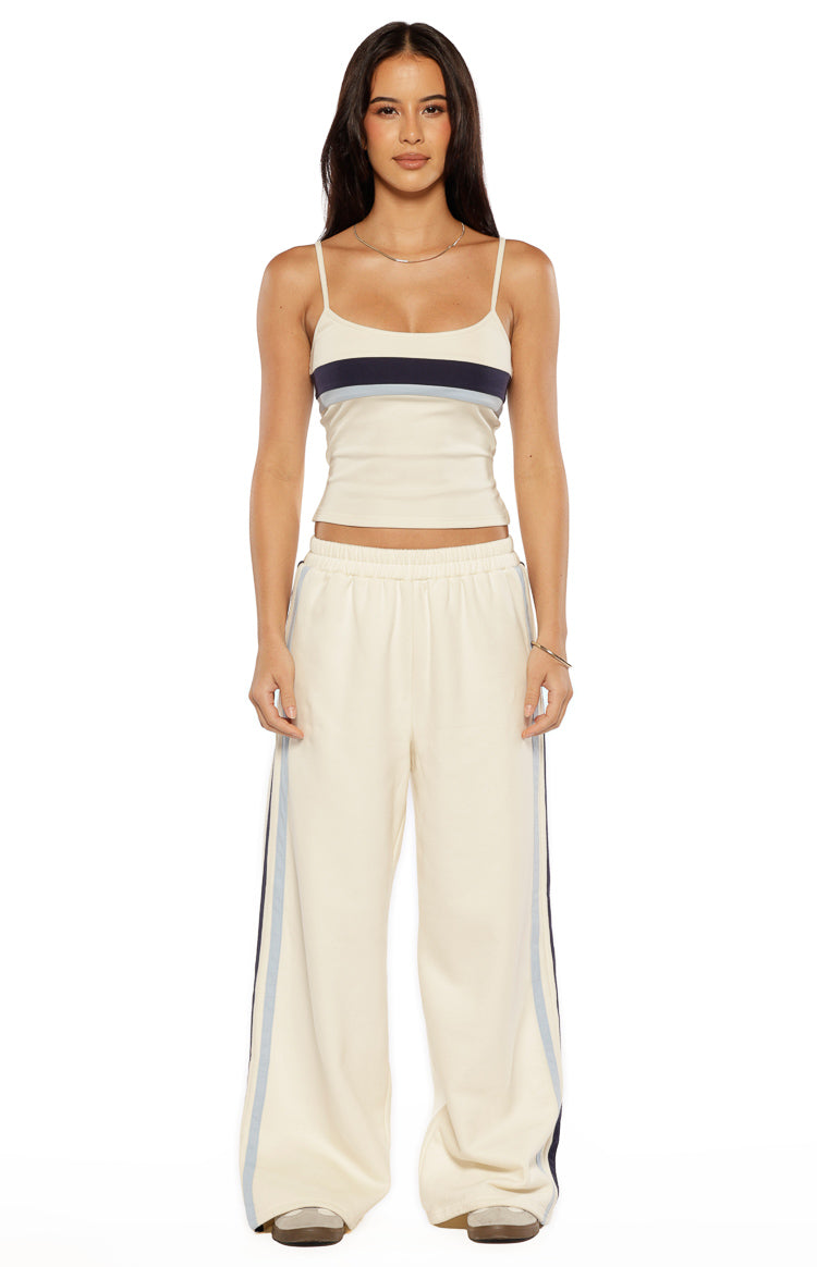 Leya White Contrast Stripe Pants