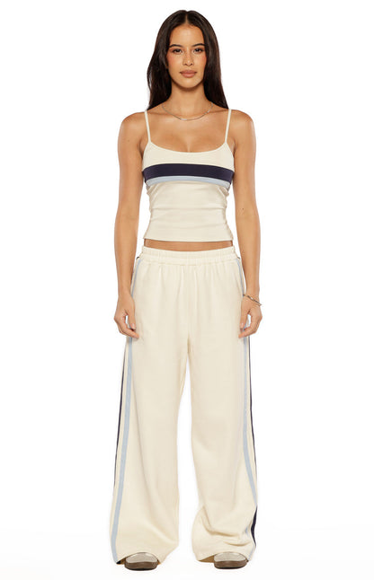 Leya White Contrast Stripe Pants