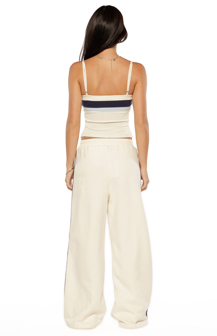 Leya White Contrast Stripe Pants
