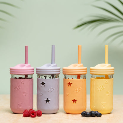 Silicone Straws with Stoppers | 7.9"/20cm Length | 12oz & 16oz Jars | 8 Pack
