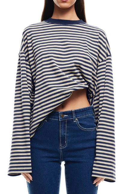 Lioness Bloom Navy Stripe Long Sleeve Top