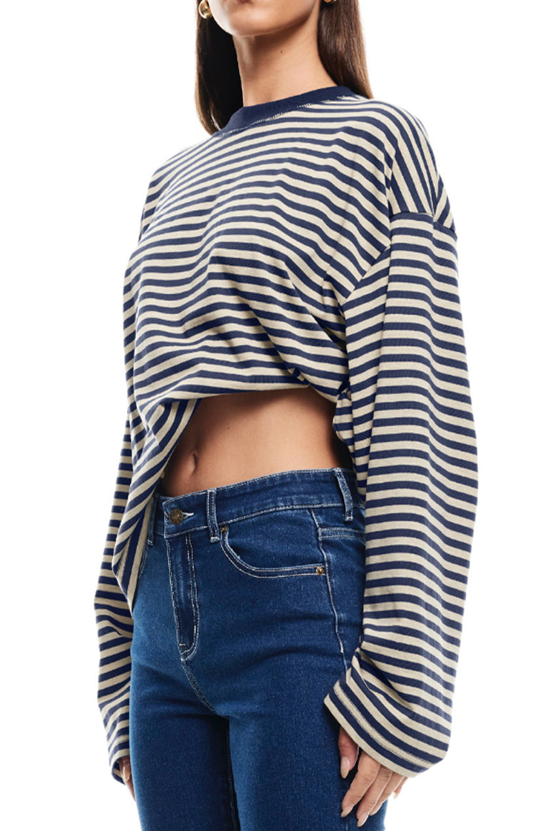 Lioness Bloom Navy Stripe Long Sleeve Top