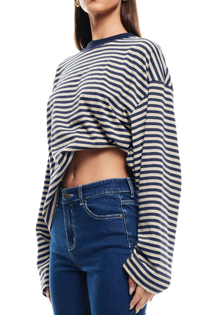 Lioness Bloom Navy Stripe Long Sleeve Top