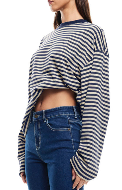 Lioness Bloom Navy Stripe Long Sleeve Top