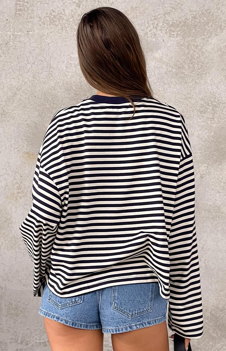 Lioness Bloom Navy Stripe Long Sleeve Top