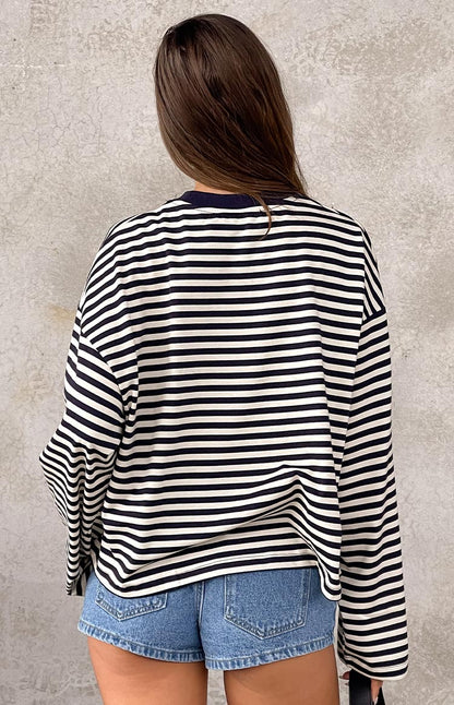 Lioness Bloom Navy Stripe Long Sleeve Top