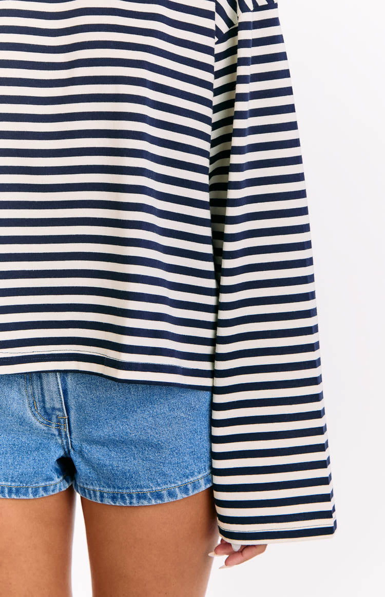 Lioness Bloom Navy Stripe Long Sleeve Top