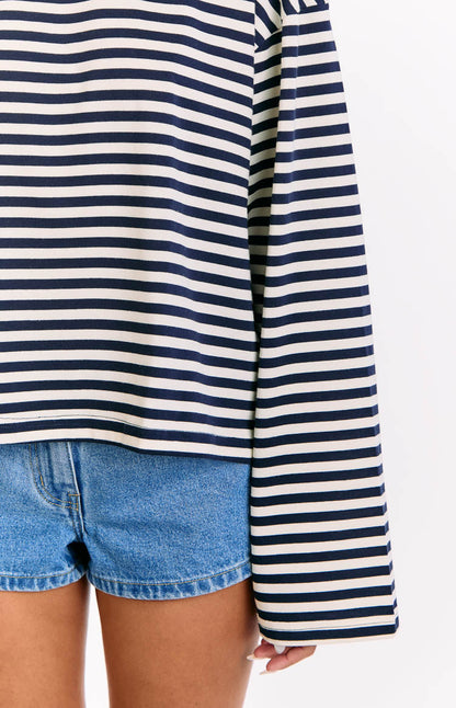 Lioness Bloom Navy Stripe Long Sleeve Top