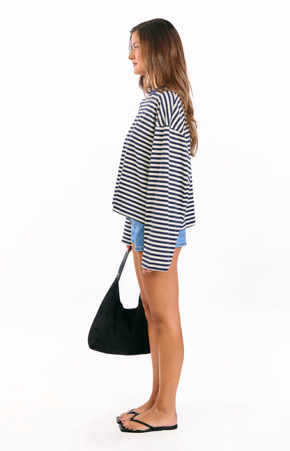 Lioness Bloom Navy Stripe Long Sleeve Top