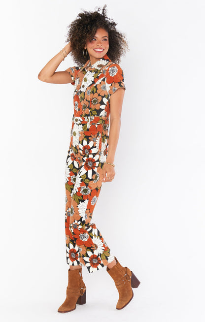 Cropped Everhart Jumpsuit ~ Hutton Floral Corduroy